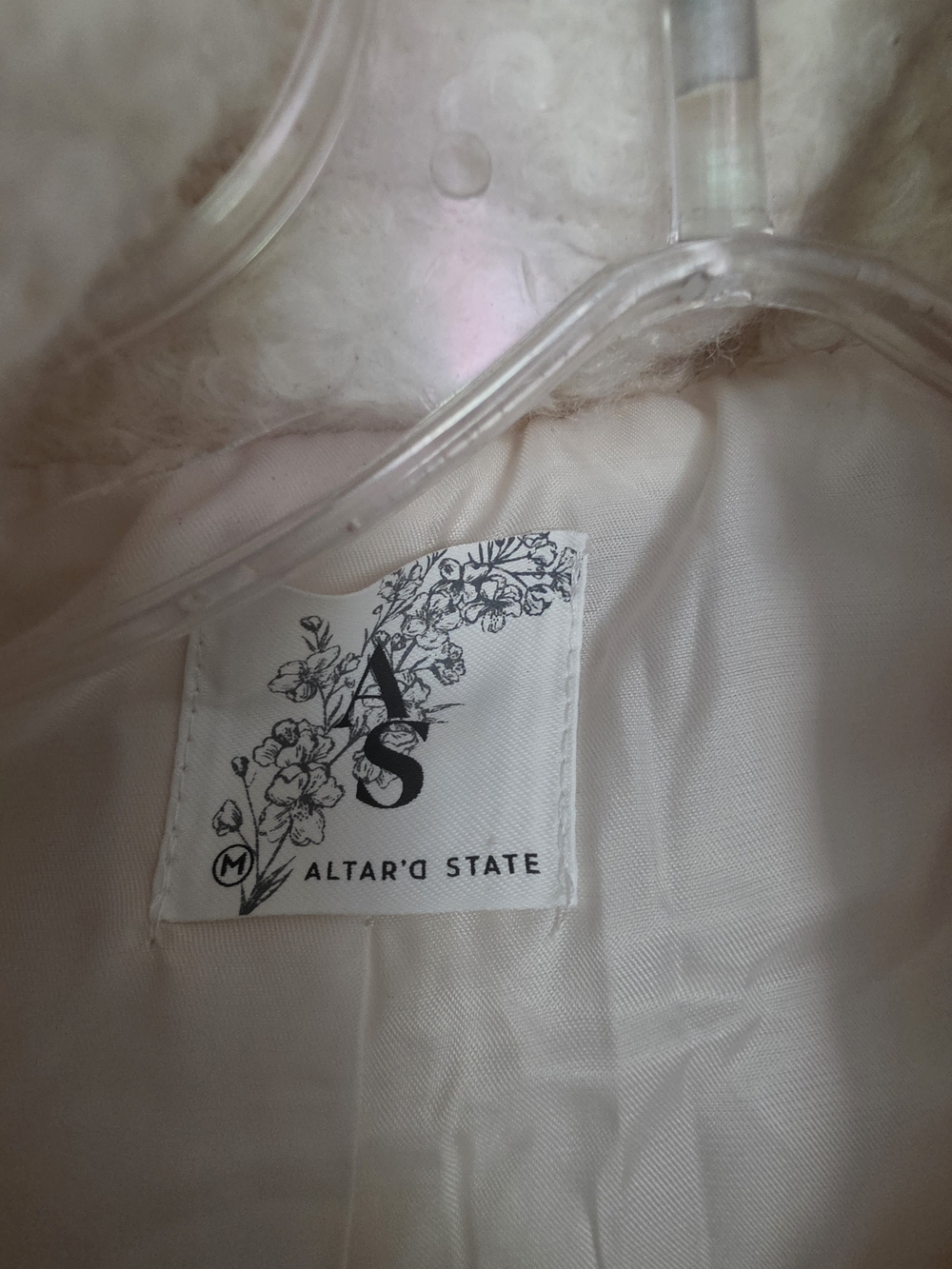 Altar'd State Cream Lined Sleeveless Jacket